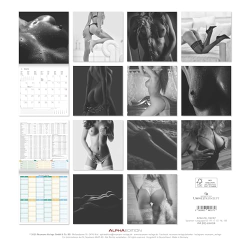Feminine 2026 - Broschürenkalender 30x30 cm (30x60 geöffnet) - Kalender mit Platz für Notizen - Feminin - Bildkalender - Wandplaner - Erotikkalender