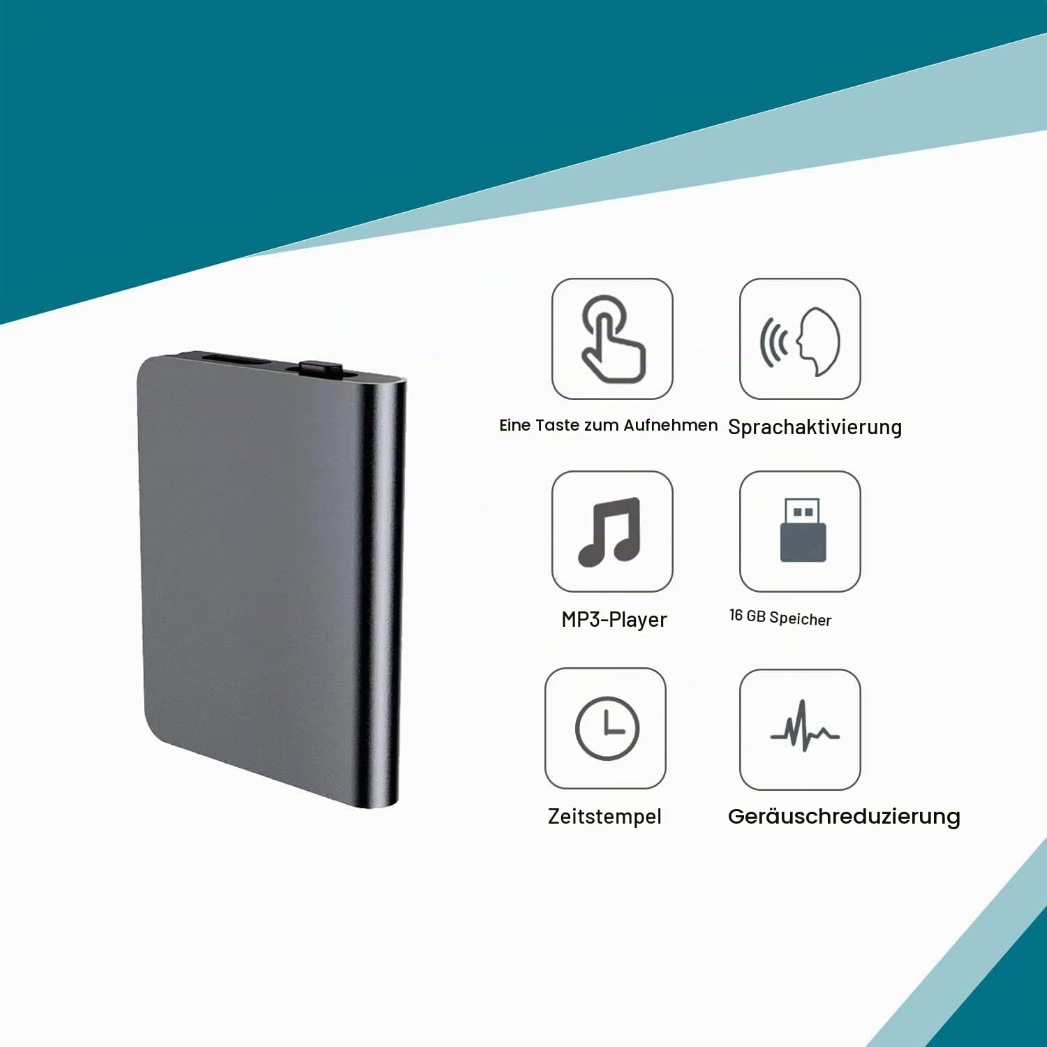 16GB Mini Voice Recorder mit Voice Activation USB Rechargeable Voice Recorder für Meetings Interviews Lessons
