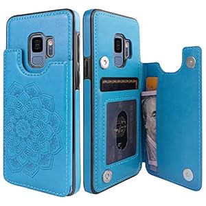 Cardpakee for Samsung Galaxy S9 Wallet Case with Card Holder, Mandala Embossed TPU Leather Kickstand Card Slots Case…
