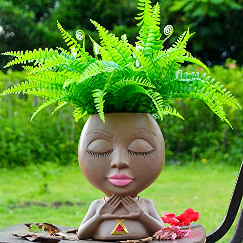 Jytti Face Planter Head Planters Lady Faces Pots, Female Face Flower Pots, Resin Sculpture Plant Pot, Cute Girl Heads Succulent Flowerpot With Drainage Hole For Indoor/Outdoor Plants (7.9 Inches Tall) #TOP4