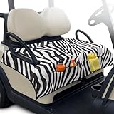 GLENLCWE Zebra Print Universal Golf Cart Seat Towel Blanket Covers 4 Front Pockets, Breathable Golf Cart Seat Covers Reversible Foldable Golfs Carts Seats Pad Comfortable