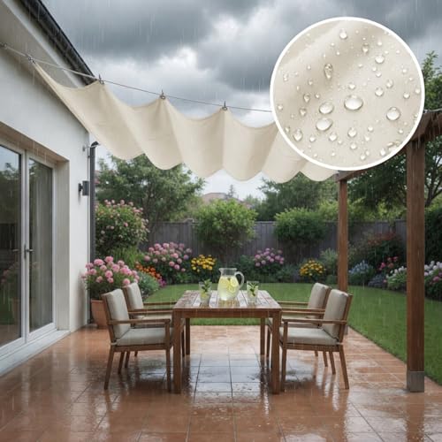 Toldo retráctil con 95% bloqueo UV y forma de onda resistente al clima 5