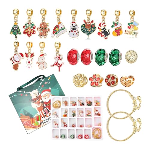 Pulsera de Navidad y collar en calendario decorativo de cuenta regresiva para tardes en familia