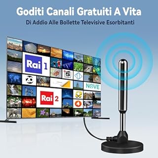 Antenna Tv Interna Amplificata Potente, 2026 Nuova Antenna Tv Interna, 500 Chilometri Di Ricezione A Lungo Raggio Con 360 Gradi Di Spazio Morto