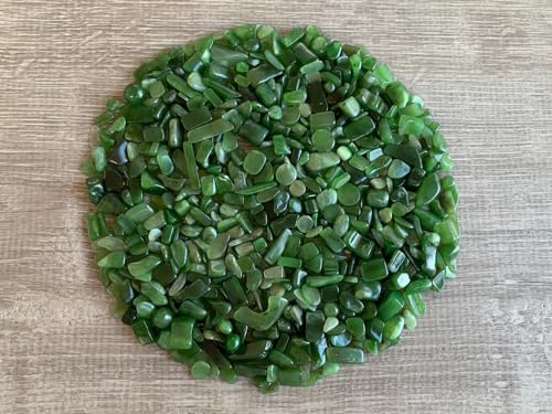 Image of GAF TREASURES 2 oz Lot Natural Semi Nephrite Jade Tumbled Gemstone Chips, Crushed Mini Crystals, Undrilled Crystal Chips (Nephrite Jade)