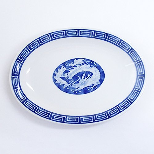 Amazon.co.jp: 楕円皿 餃子皿 19.5cm 中華昇龍 中華食器 業務用 美濃焼