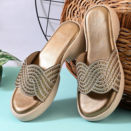 Image of Centrino Women's Sandals | Stylish Slip-On Sandals for Ladies |Elegant Slide Sandals with Butterfly Studded Embellishment Design | Lightweight and Durable Fashion Footwear (9310)