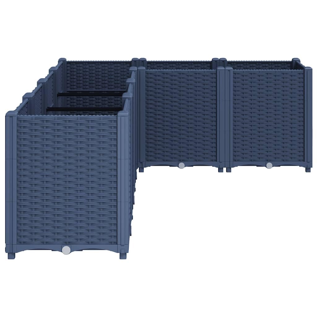 Macetero de polipropileno 160 x 120 x 53 cm, diseño modular de 6 jardineras, polipropileno resistente con almacenamiento de humedad