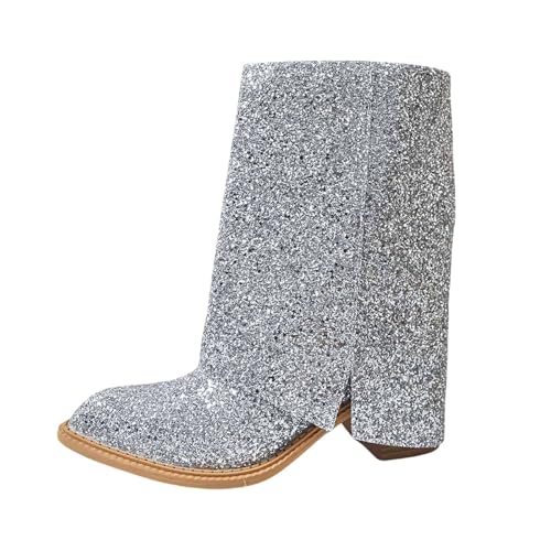 Bottes de Cowboy à Paillettes Femme Bottines Western Bling Queen Strass Fête Chic