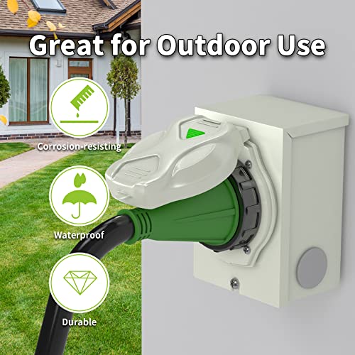 Pre-Drilling 50 Amp Generator Power Inlet Box Rvmate, Nema Ss2-50P 125/250 V 6250/12500W Power Inlet Box, Waterproof For Outdoor Use #TOP4