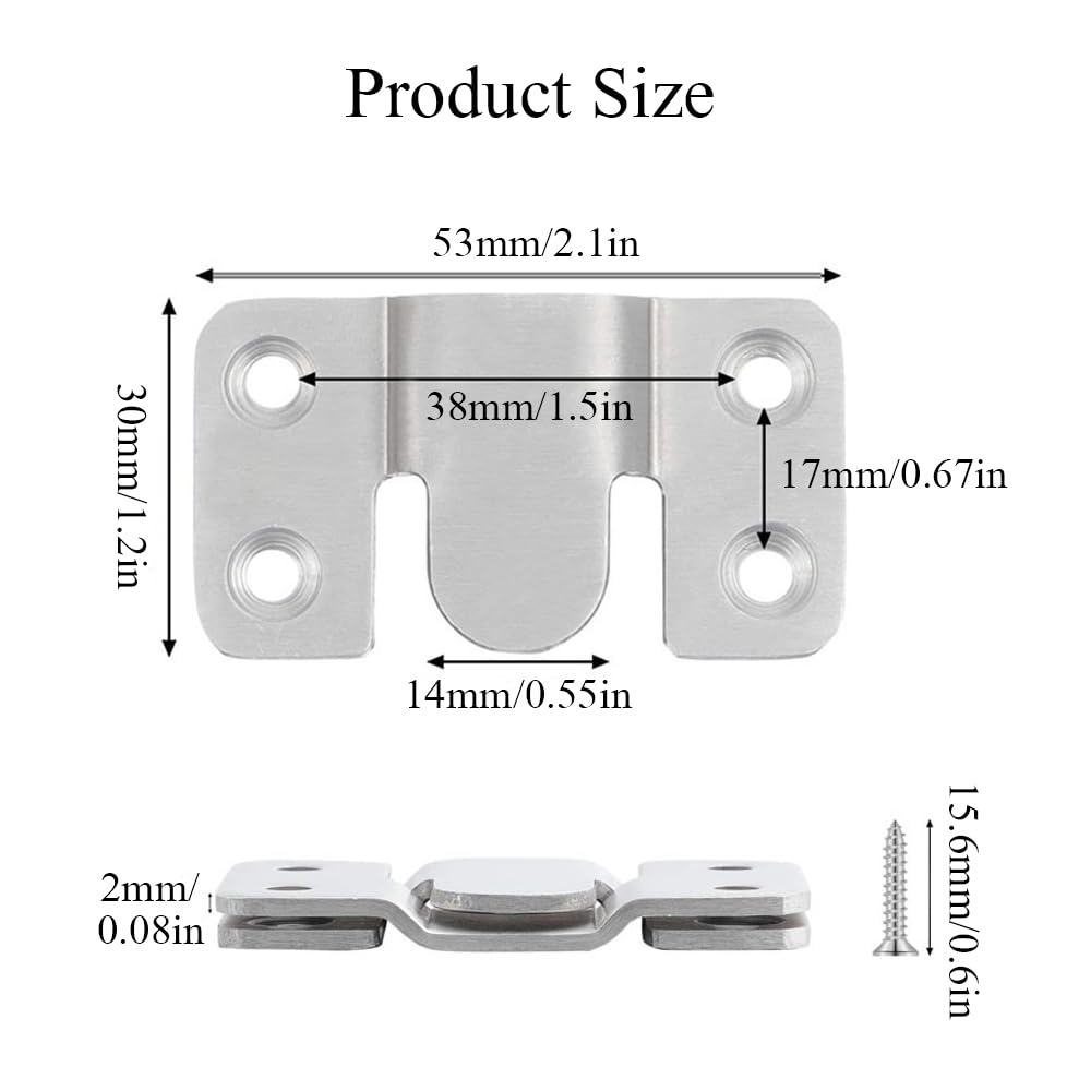 Image secondaire de Supports de Montage Encastrés en Acier Inoxydable - 10 Pièces Argentées