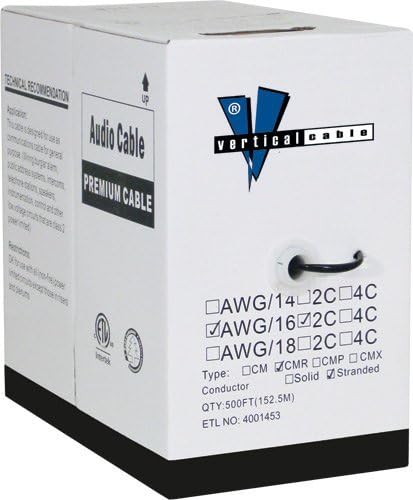 Direct Burial 16AWG 2 Conductor Audio Cable - 500ft Black