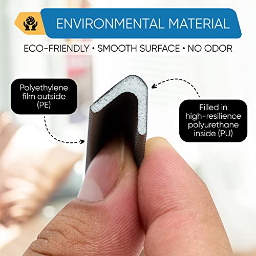 Adhesive V Shape Weather Stripping Weatherstrip, Flex Seal Strip Foam Door Frame Insulation Side Jamb Bottom Groove Gap Filler Soundproof V Weatherstripping (Dark Brown, 1/2 In X 1/2 In X 26 Ft) #TOP7