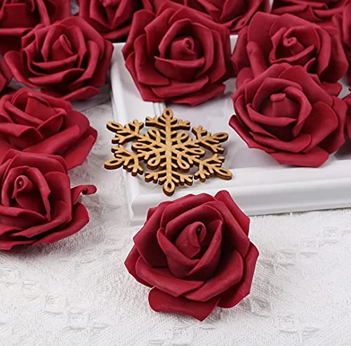 Image of VRB Dec 24 pcs Rose Artificial Flowers for Decoration,Artificial Flower,Flower for Hair Styling,Flower for Pooja, for Home Decor,Diwali.(24pcs - Dark Red Big Foam Rose)
