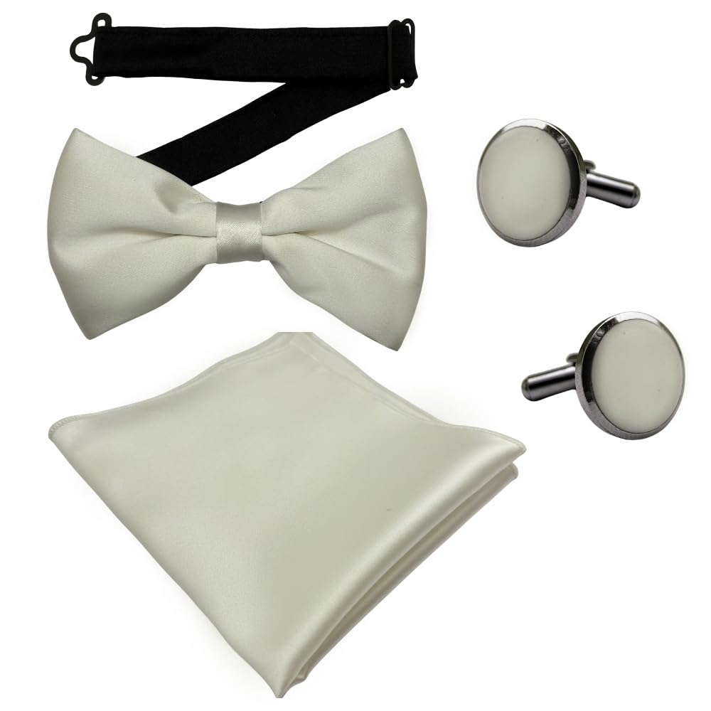the tie hub Bow Tie, Pocket Square & Cufflinks Set – Formal 3-Piece Combo for Men-picture-45