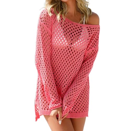 Tunique de plage vêtement été femme tricot manches longues cover-up bohème chic