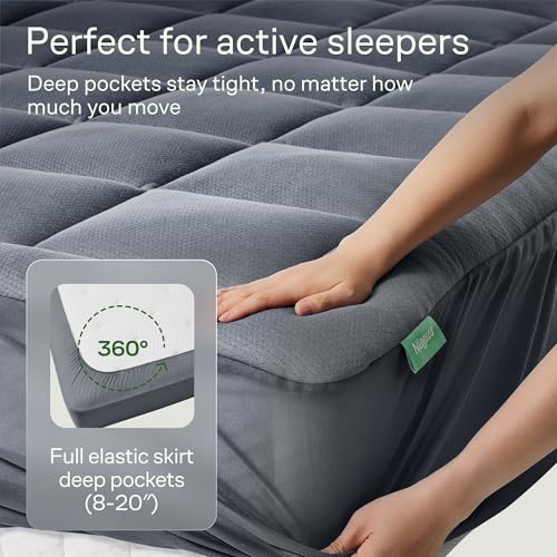 Image of Niagara Ultra Soft Queen RV Size Mattress Topper - Viscose Made from Bamboo Pillow Top Mattress Pad for Back Pain Relief - Naturally Cooling for Hot Sleepers, Gray