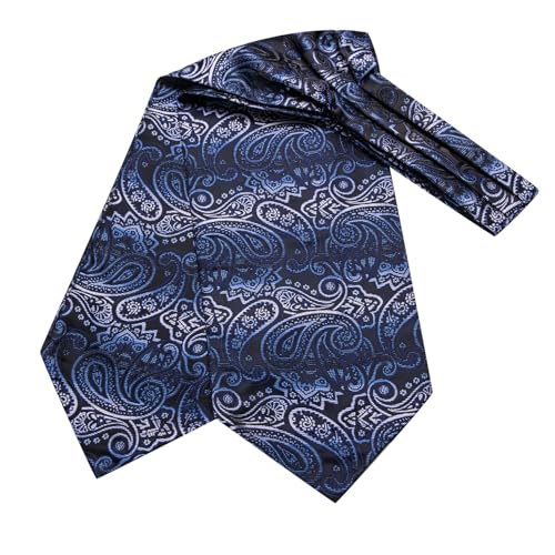 Image of Dubulle Paisley Floral Ascot for Men Self Tie Mens Cravat and Pocket Square Cufflinks Wedding