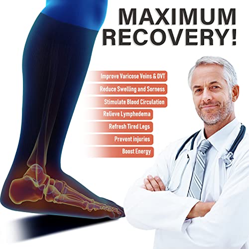 Image of Diu Life 3 Pairs Plus Size Compression Socks for Women and Men Wide Calf Extra Knee High Support for Circulation