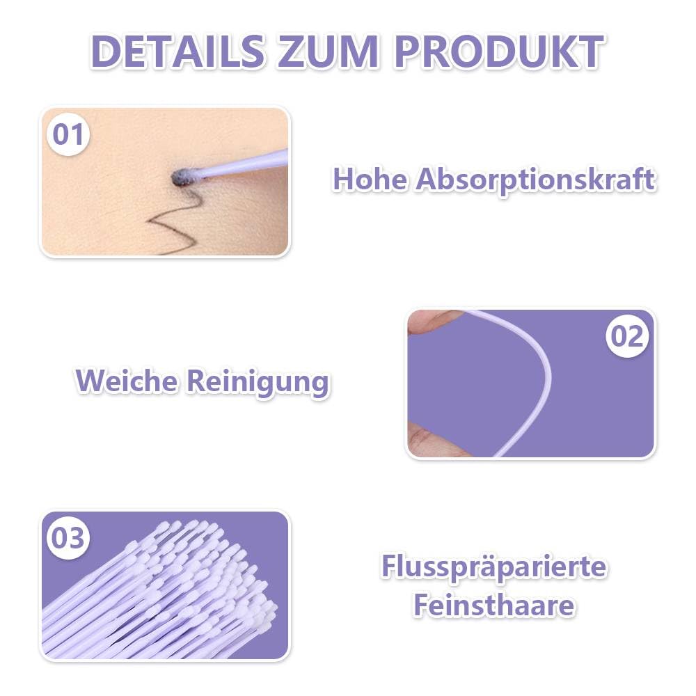Dreamil Lot de 400 micro-pinceaux applicateurs jetables pour cils, mascara et maquillage (rose/violet clair/bleu)