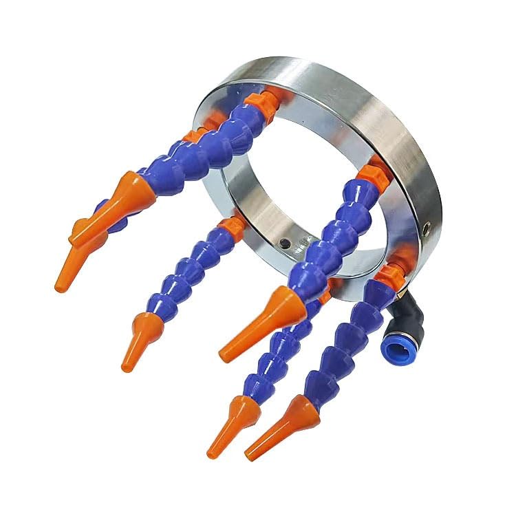 V-Shaped Brush Holder for CNC Spindle | 360-Degree Sturdy Water Jet Ring | Machine Tool Cooling Water Ring with Plastic Nozzle (65-200 mm)(ID70MM)