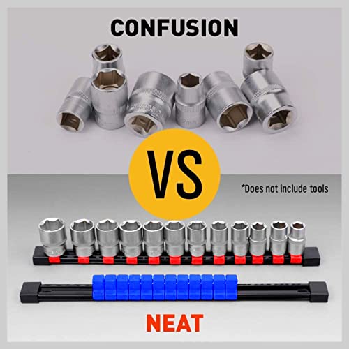 Wanglaism Abs Socket Organizer, 1/2 Inch, 3/8 Inch, And 1/4 Inch Drive Socket Rail Holders (9 Pcs) #TOP3