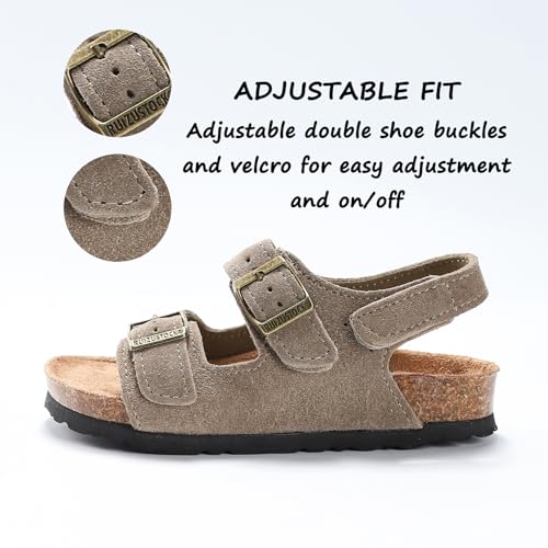 Toddler Sandals Boys Girls Cork Footbed Sandals Kids Adjustable Back Strap Slippers Double Buckle Slide Beach Shoes for Indoor Outdoor3