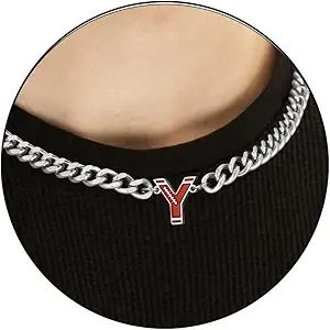 Football Necklaces for Boys Stainless Steel Initial Necklace with Letter A-Z 6.5mm Cuban Chain Gifts for Him Boys Men Teens 16+2 Inches