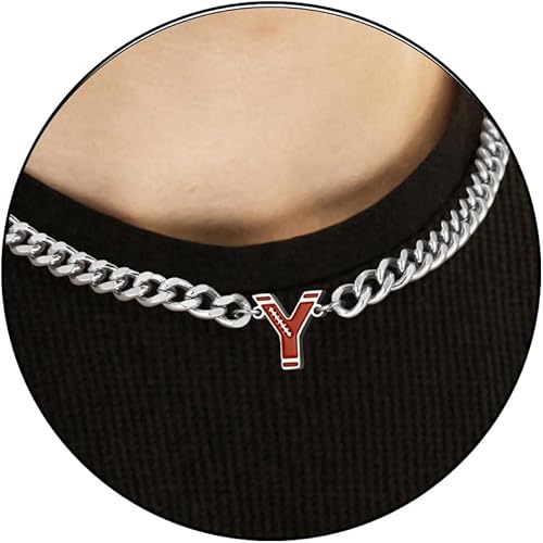 Football Necklaces for Boys Stainless Steel Initial Necklace with Letter A-Z 6.5mm Cuban Chain Gifts for Him Boys Men Teens 16+2 Inches