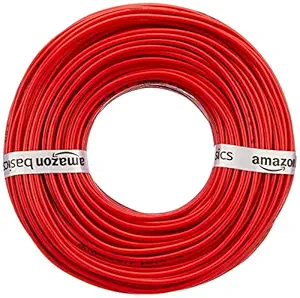 amazon basics PVC-Insulated, Single-Core, Multistrand Copper Wire (1.0 sq. mm, Red)