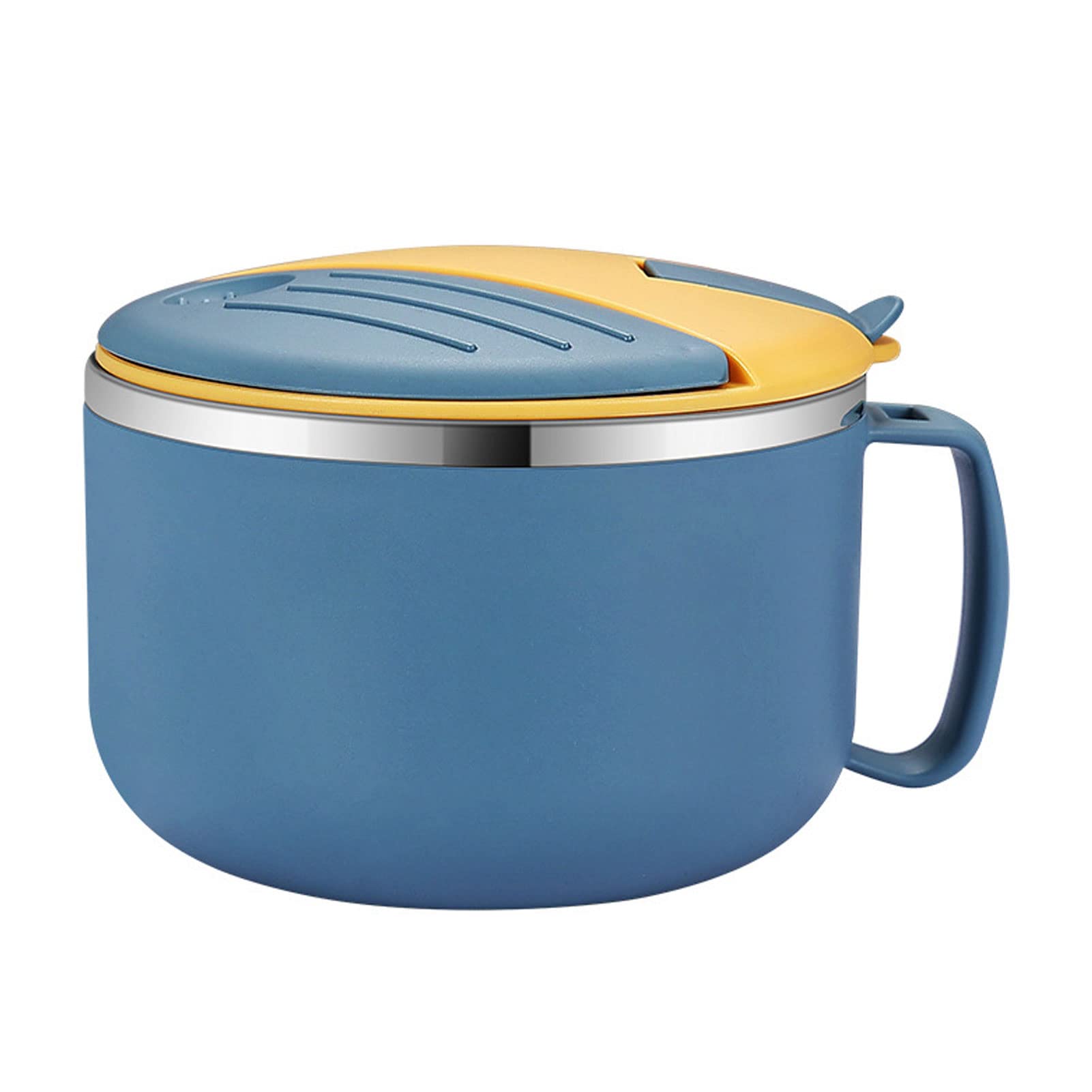 Ebbels Blue Instant Noodle Bowls, 1300Ml Stainless Steel Ramen Bowl, Double Insulated Sealed Pasta Bowl With Handle And Lid, Kitchen Mixing Bowl For Instant Pasta, Bento, Lunch (Blue)