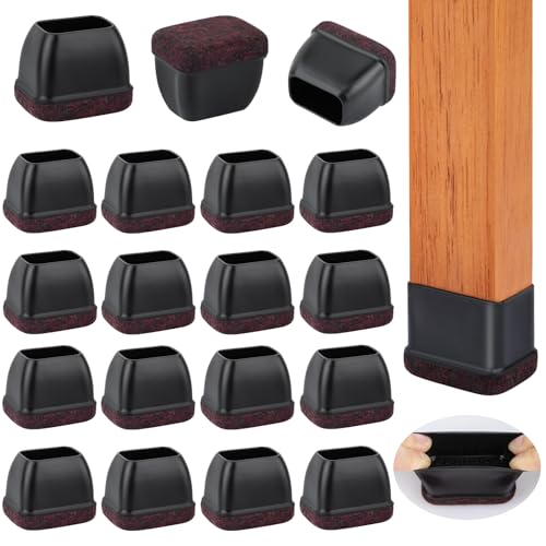 Image of 32-Pcs Rectangle Silicone Chair Leg Floor Protectors, Thick & Tear