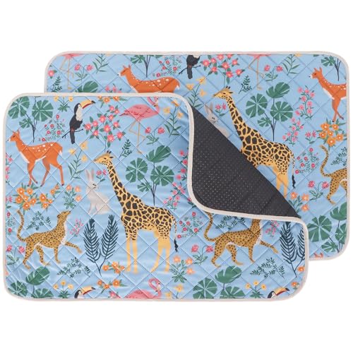 Image of IEUUMLER Washable Pee Pads for Dogs, 2 Pack Forest Pattern Reusable Waterproof Puppy Pads, Non-Slip Super Absorbent Dog Training Pad for Playpen Crate Bed EU013 Blue Jungle, 24x24