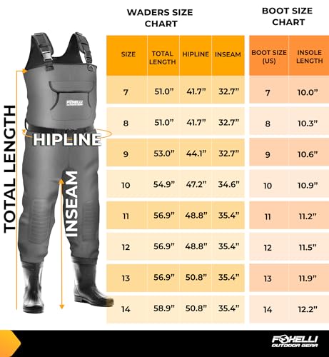 Image of Foxelli Chest Waders, Waterproof 4mm Neoprene Hunting & Fishing Waders for Men & Women with Boots