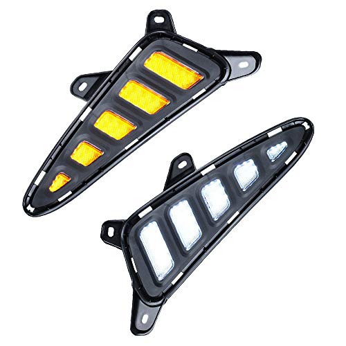 2X Xenon White/Amber LED DRL Daytime Running Fog Light w/Turn Signal Compatible with Toyota C-HR 2016 2017 2018 2019