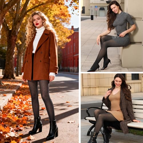 Image of UISLII Fleece Lined Tights Women, Warm Pantyhose leggings Women,Fake Translucent Thermal Skin Colored Tights for Winter