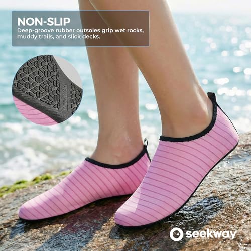 Image of SEEKWAY Water Shoes Women Men Adult Quick-Dry Aqua Socks Barefoot Non Slip for Beach Swim River Pool Lake surf Black SK002(U)