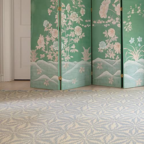 Dash And Albert Aster Sky Hand Micro Hooked Wool Rug, Runner-2.5 X 8 Feet, Sky Blue/Blue Geometric Pattern #TOP1