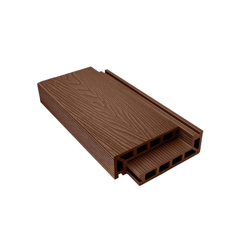 Tuda Grass Direct | 3.6m Composite Step Edge Board WPC – Deep Embossed Woodgrain Effect | Red Brown