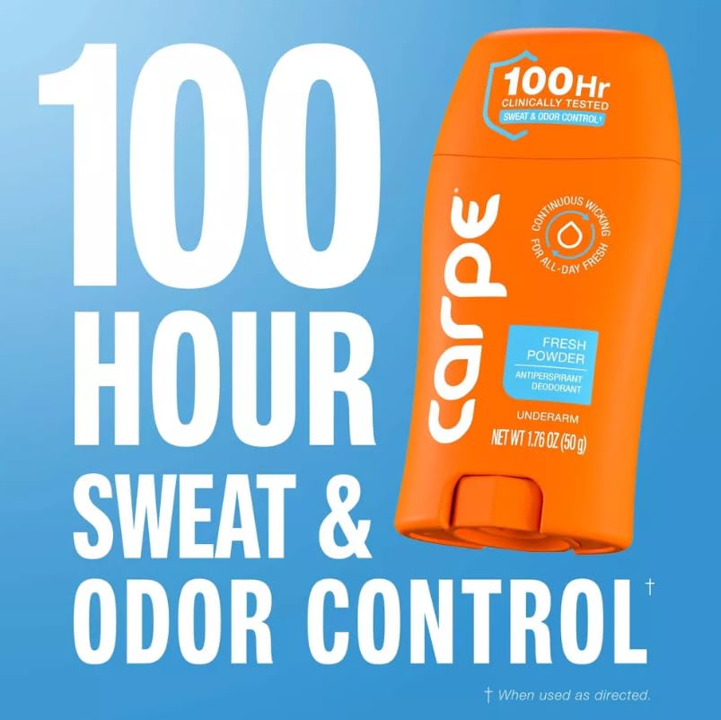 Carpe Women's 100HR Sweat & Odor Control Antiperspirant Deodorant - Fresh Powder - 1.76oz: Paraben-Free, Vegan, Cream
