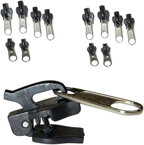 Gammaeon Black 12Pcs Fix Zip Puller, Zip Repair Set, Zip Slider Repair Instant Kit, Instant Zipper Set, Fix Zipper Removable Rescue Replacement Pack For Coats Jacket, Luggage, Backpacks