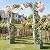 VINGLI Wooden Garden Arbor with Planter, Wedding Arch for Ceremony, Wood Garden Arbour Trellis for Plant Climbing, Pergola for Garden Backyard, Lawn, Outdoor (Olive Green)