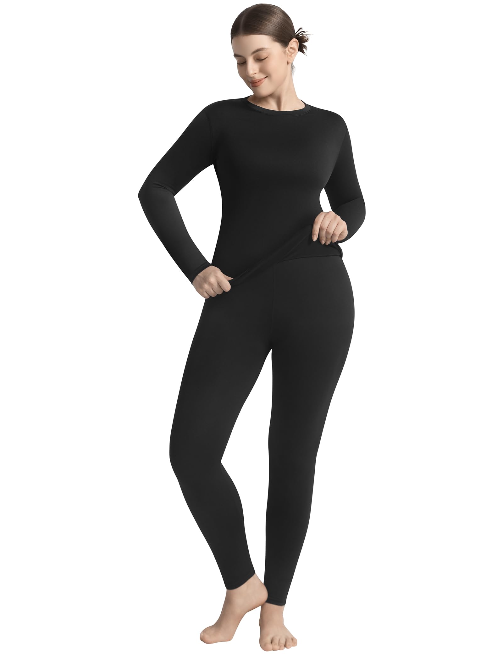 KLVEE Thermal Underwear for Women Long Johns with Fleece Lined Base Layer Womens Thermals Top and Bottom Set Cold Weather