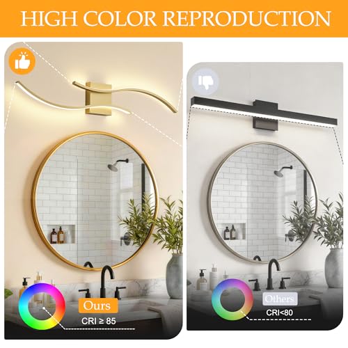 Image of KARTOOSH Hardwired LED Vanity Lights for Bathroom | 2 Pack 31.5 Inch, 3CCT Dimmable, Waterproof, Rustproof, Bathroom Light Fixtures Over Mirror