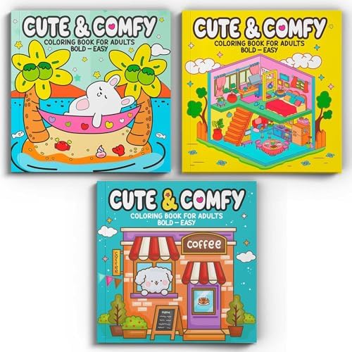 Coleção Cute & Comfy Coloring Book for Adults Special - Bold Easy - Kit ...