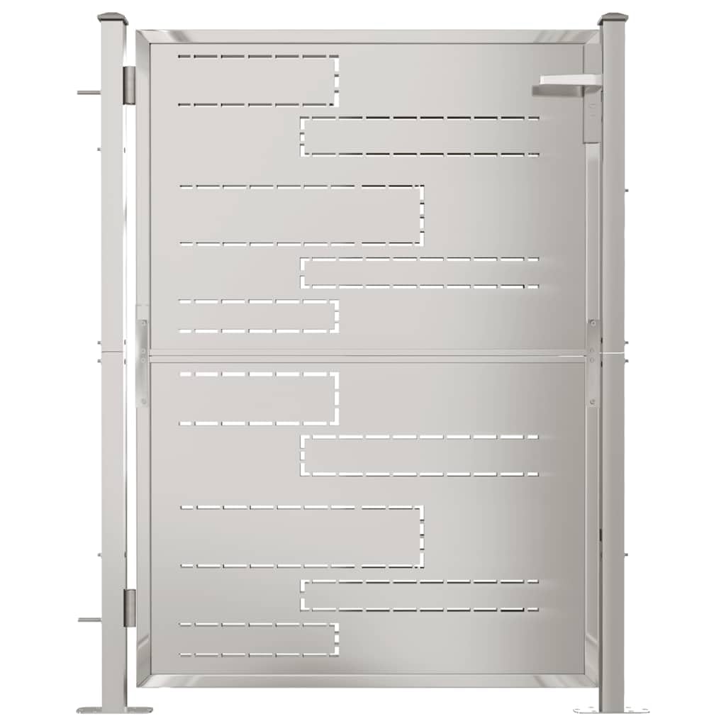 Puerta De Valla De Acero Negro Para Jardín - 100x125 Cm, Con Picos Y Cerradura, Postes Incluidos
