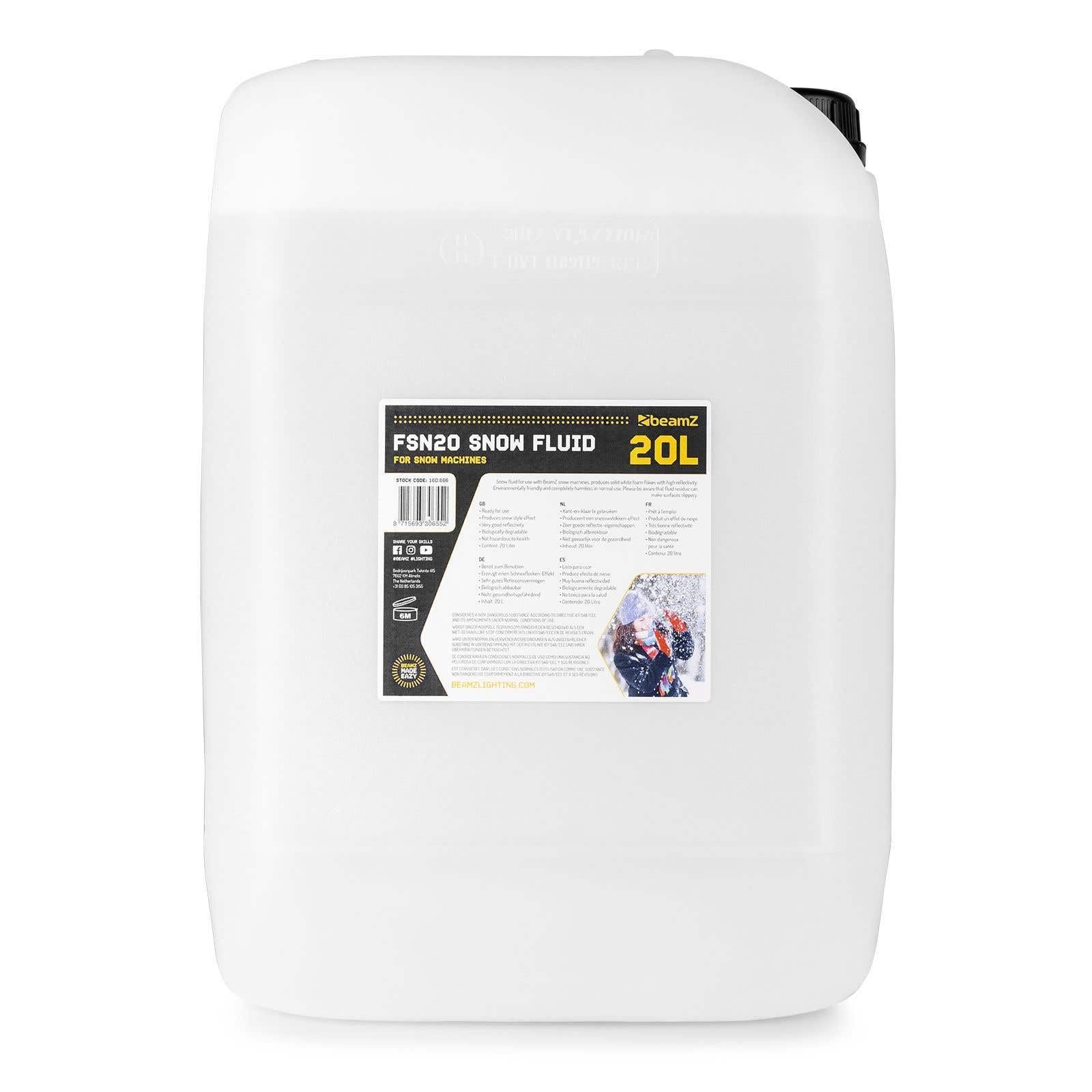 BeamZ FSN20 Liquide pour Machine à Neige 20 litres, Haute Performance, ne Laisse Pas de Résidus, Made in Europe