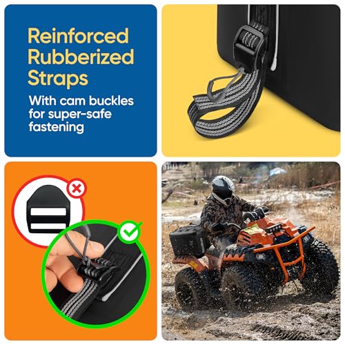Bolsa de almacenamiento multiusos para cuatrimoto | 3 bolsas acolchonadas y reforzadas de 18x9x10.2 pulgadas cada una | Accesorios esenciales para cuatrimoto con respaldo para asiento trasero | Modelo RRM-FATVB-001_N miniatura 4