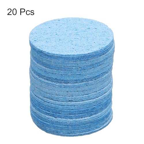 Image of uxcell Soldering Sponge 1.97 inch x 1.97 inch Round Sponge Replacement Welding Soldering Iron Tip Cleaning Pads Soldering Iron Special High Temperature Sponge Blue 20pcs
