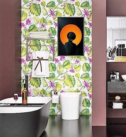 Image of Self Adhesive Waterproof Wallpaper for Kitchen Living Room Bed Room Furniture Makeover Cabinet Shelf Liner Tile Pattern Removable Contact Paper(Garden Bloom (45X500 CM)